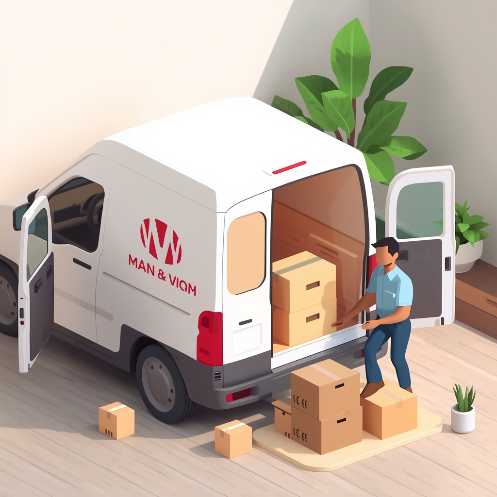Services lucid origin create a modern high quality 3d illustration for a “man van” moving service. 0
